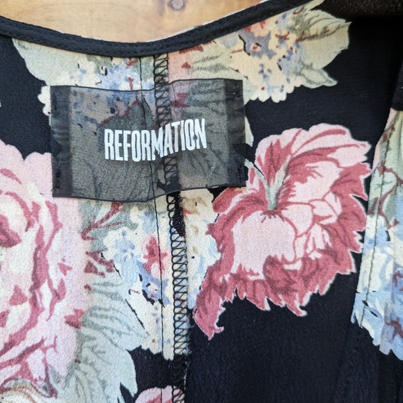 Reformation Linda Midi Wrap Black Floral Dress in Brookvale - Small - Picture 5 of 6